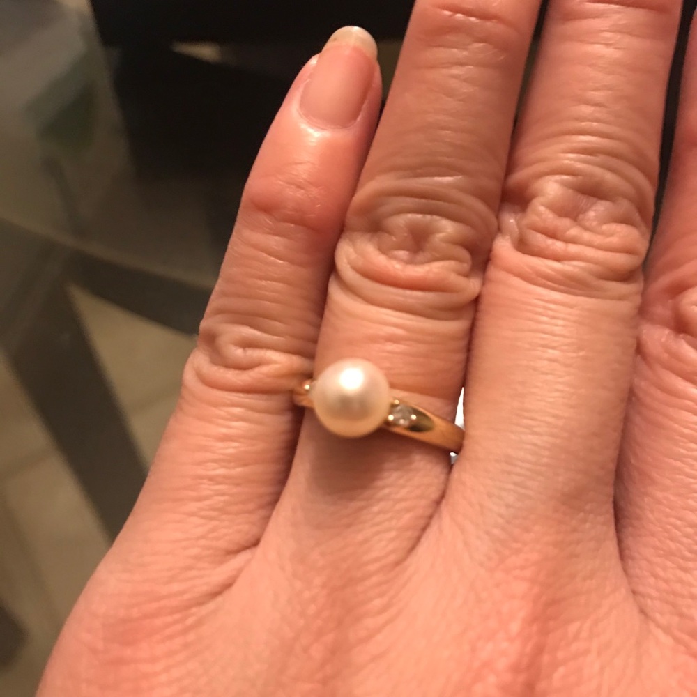 Beautiful pearl / diamonds ring and earrings set - Picture 7 of 15